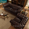 cadeira americana de couro marrom sala de estar sofá chesterfield